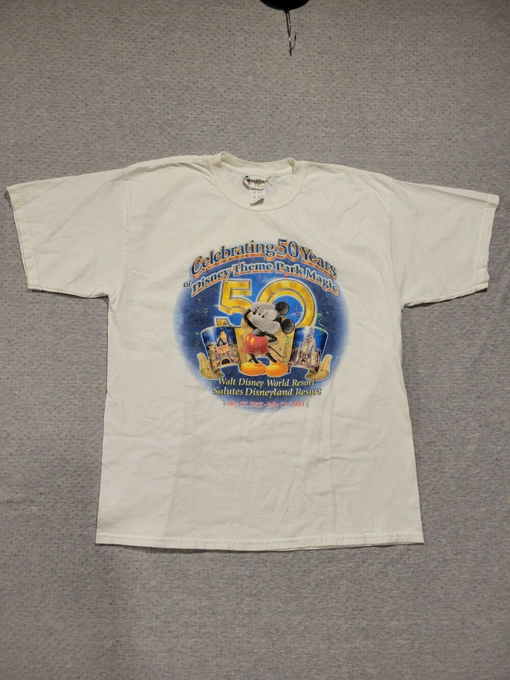 VTG 2005 Disney 50th Year Anniversary White Graphic Tee Unisex L/XL Mickey